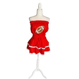 Main Strip Football Tube Dress NWT Red Ruffle Strapless Mini Dress Size Large